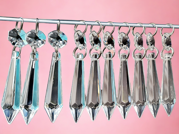 1 Clear Glass Torpedo 50 mm 2" Chandelier Crystals Drops Beads Droplets Light Parts 9