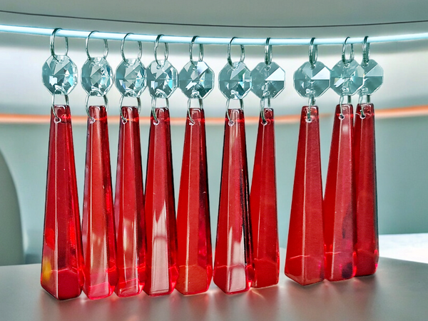 1 Red Cut Glass Icicles 72 mm 3" Chandelier UK Crystals Drops Beads Droplets Light Parts 9