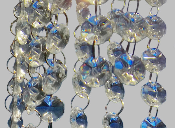 12 Strands Clear 14 mm Octagon Chandelier Drops Glass Crystals 2.4m Garland Beads Droplets colourless