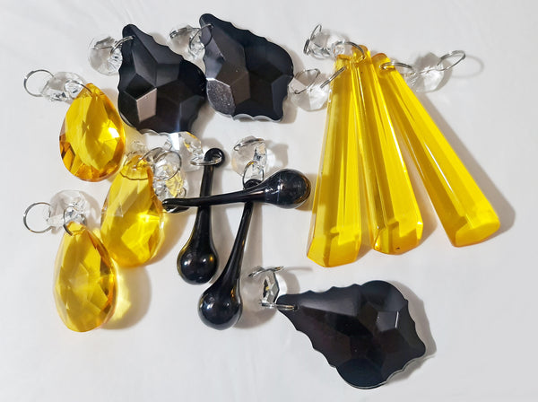 12 Chandelier Drops Halloween Fall Colours Cut Glass Crystals Beads Prisms Droplets Lamp Light Parts 8