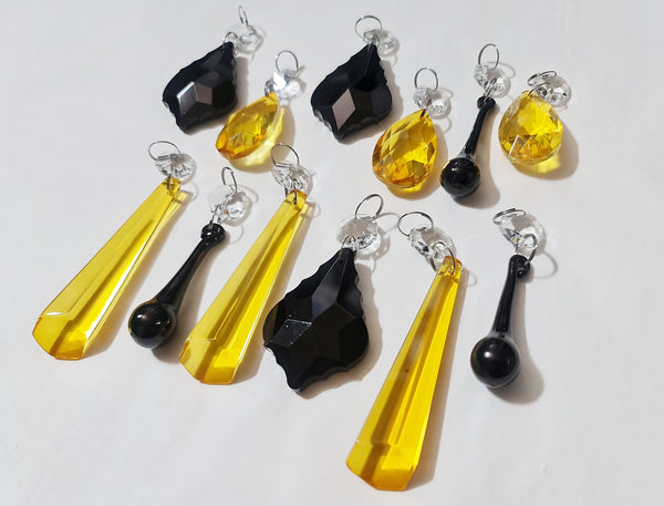 12 Chandelier Drops Halloween Colours Cut Glass Crystals Beads Prisms Droplets Lamp Light Parts 12