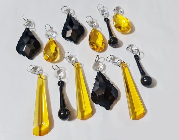 12 Chandelier Drops Halloween Colours Cut Glass Crystals Beads Prisms Droplets Lamp Light Parts 9