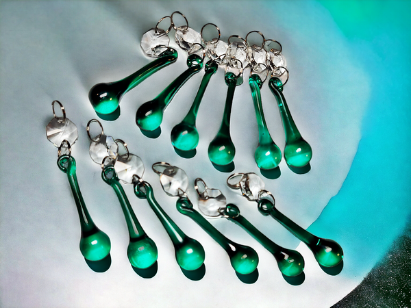 12 Peacock Green Orbs 53 mm 2" Chandelier UK Crystals Droplets Beads Drops Christmas Decorations 3
