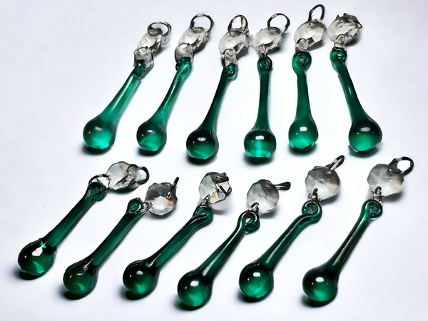 12 Peacock Green Orbs 53 mm 2" Chandelier UK Crystals Droplets Beads Drops Christmas Decorations 4