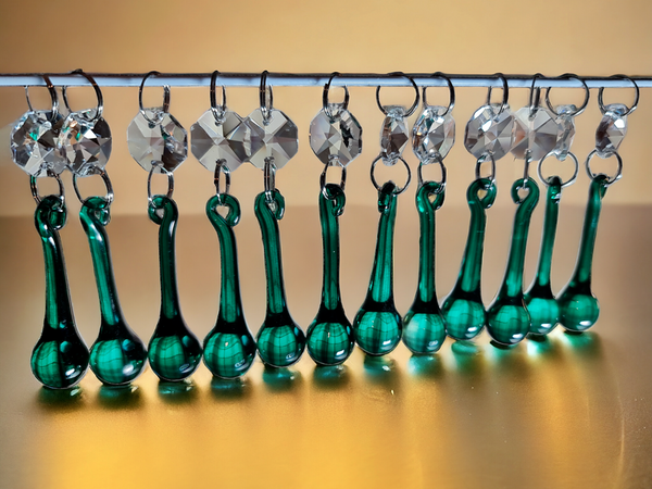 12 Peacock Green Orbs 53 mm 2" Chandelier UK Crystals Droplets Beads Drops Christmas Decorations 6