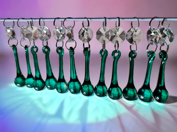 12 Peacock Green Orbs 53 mm 2" Chandelier UK Crystals Droplets Beads Drops Christmas Decorations 7