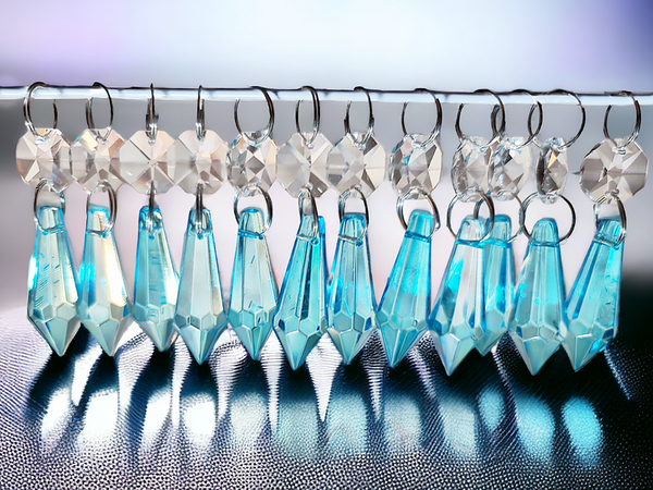 12 Aqua Teal Blue Torpedo 37 mm 1.5" Chandelier UK Crystals Drops Beads Droplets Decorations 4