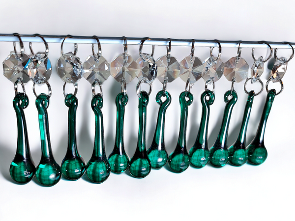 12 Peacock Green Orbs 53 mm 2" Chandelier UK Crystals Droplets Beads Drops Christmas Decorations 8
