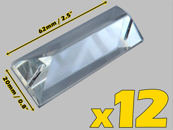 12 Clear Cut Glass Oblong 62 mm x 20 mm Coffin Chandelier Crystals Drops Beads Droplets 2