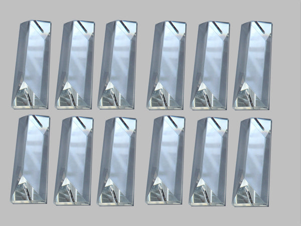 12 Clear Cut Glass Oblong 62 mm x 20 mm Coffin Chandelier Crystals Drops Beads Droplets 1