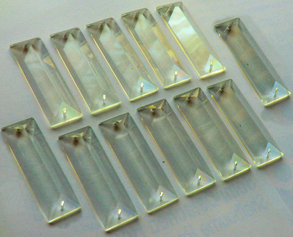 12 Clear Cut Glass Oblong 62 mm x 20 mm Coffin Chandelier Crystals Drops Beads Droplets 4