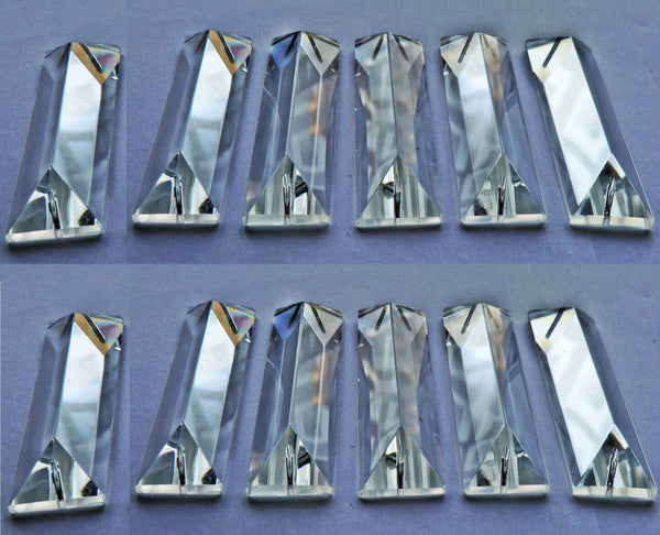 12 Clear Cut Glass Oblong 62 mm x 20 mm Coffin Chandelier Crystals Drops Beads Droplets 6