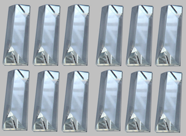 12 Clear Cut Glass Oblong 62 mm x 20 mm Coffin Chandelier Crystals Drops Beads Droplets 8