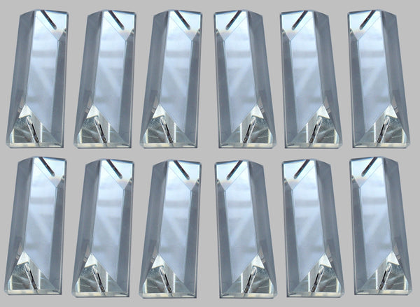 12 Clear Cut Glass Oblong 62 mm x 20 mm Coffin Chandelier Crystals Drops Beads Droplets 3