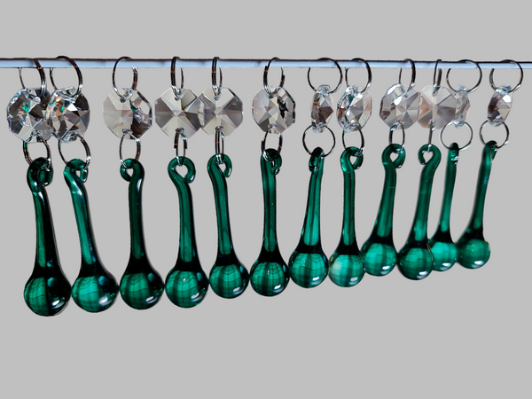 12 Peacock Green Orbs 53 mm 2" Chandelier UK Crystals Droplets Beads Drops Christmas Decorations 1