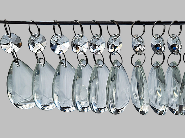 12 Clear Smooth Oval 50 mm 2" Chandelier UK Crystals Drops Beads Droplets Decorations Colourless