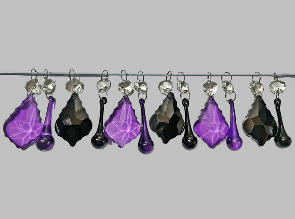 12 Chandelier Drops Gothic Black Purple Cut Glass UK Crystals Beads Prisms Droplets Lamp Light Parts 10