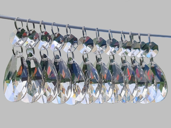 12 Clear Oval 37 mm Chandelier Crystals Drops Beads Droplets Sun Catchers Decorations 1