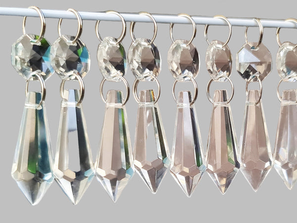 12 Clear Torpedo 37 mm Chandelier Crystals Drops Beads Droplets Sun Catchers Decorations 15