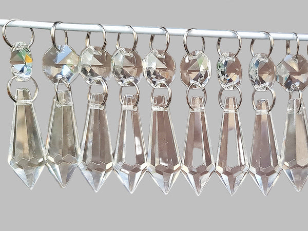 12 Clear Torpedo 37 mm Chandelier Crystals Drops Beads Droplets Sun Catchers Decorations 13
