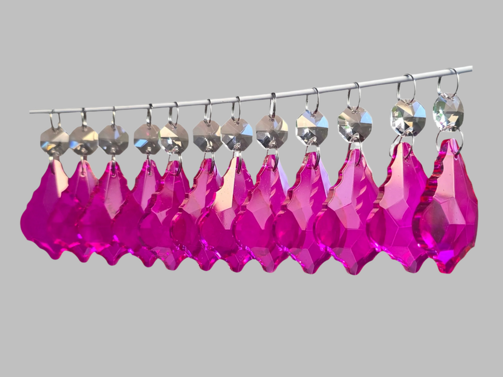12 Raspberry Red Leaf 50 mm 2" UK Chandelier Crystals Beads Droplets Decorations 1