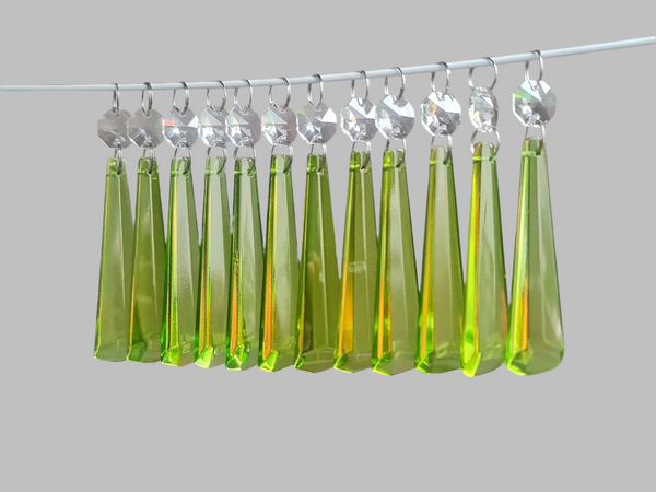 12 Sage Green Icicles 72 mm 3" Chandelier Crystals UK Drops Beads Droplets Christmas Decorations 4