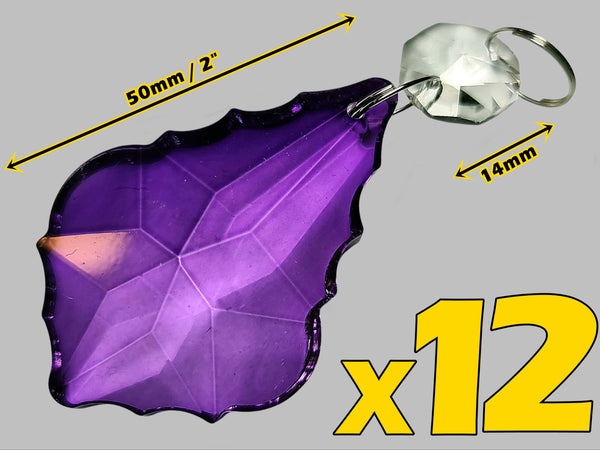 12 Purple Leaf 50 mm 2" Chandelier UK Crystals Beads Droplets Christmas Wedding Decorations 2