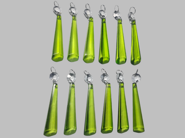 12 Sage Green Icicles 72 mm 3" Chandelier Crystals UK Drops Beads Droplets Christmas Decorations 9