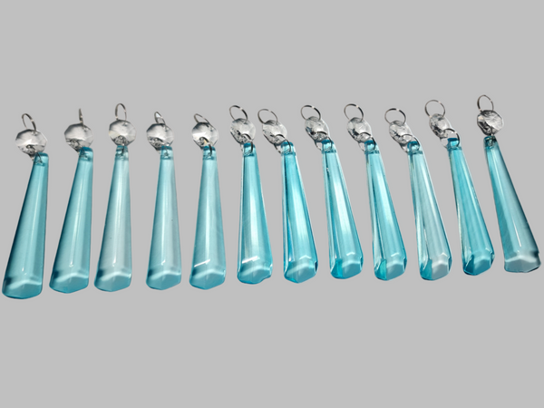12 Aqua Blue Icicles 72 mm 3" UK Chandelier Crystals Drops Beads Christmas Decorations 6