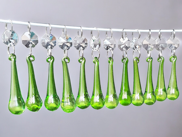 12 Sage Green Orbs 53 mm 2" UK Chandelier Crystals Droplets Beads Decorations Sun Catchers Drops 04