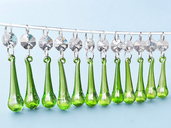12 Sage Green Orbs 53 mm 2" UK Chandelier Crystals Droplets Beads Decorations Sun Catchers Drops 05
