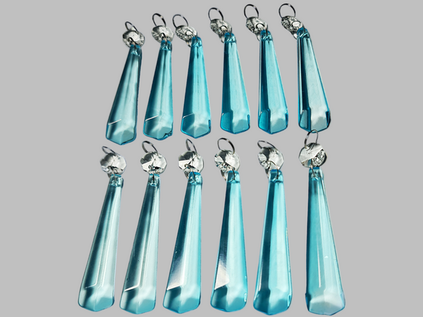 12 Aqua Blue Icicles 72 mm 3" UK Chandelier Crystals Drops Beads Christmas Decorations 9