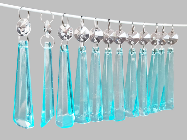 12 Aqua Blue Icicles 72 mm 3" UK Chandelier Crystals Drops Beads Christmas Decorations 4