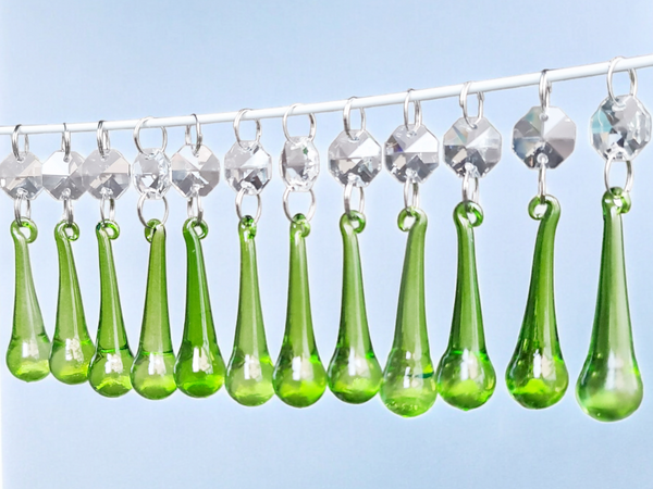 12 Sage Green Orbs 53 mm 2" UK Chandelier Crystals Droplets Beads Decorations Sun Catchers Drops 03