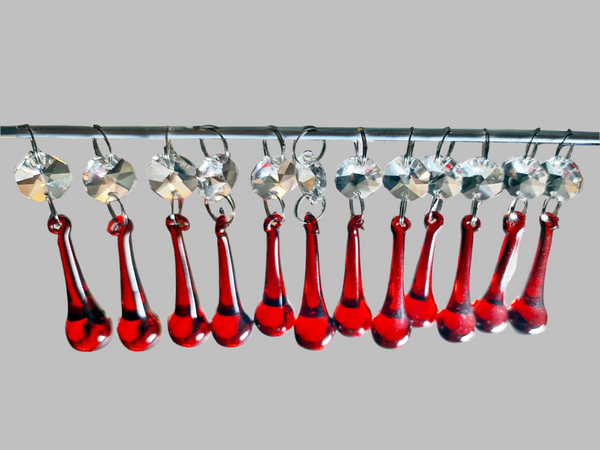 12 Red Orbs 53 mm 2" Chandelier UK Crystals Droplets Beads Drops Christmas Wedding Decorations 1