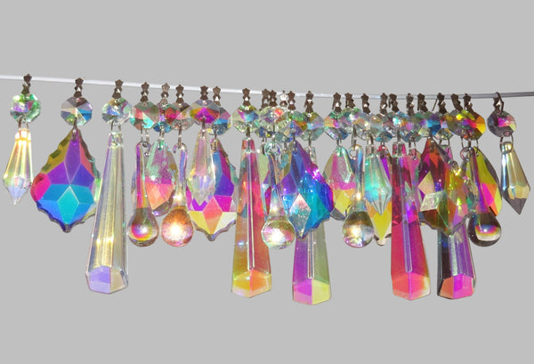 25 Original Aurora Borealis AB Chandelier Drops Cut Glass UK Crystals Beads Droplets Christmas Tree Decorations 9