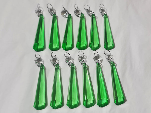 12 Emerald Green Icicles 72 mm 3" Chandelier Crystals Drops Beads Droplets Christmas Decorations 13