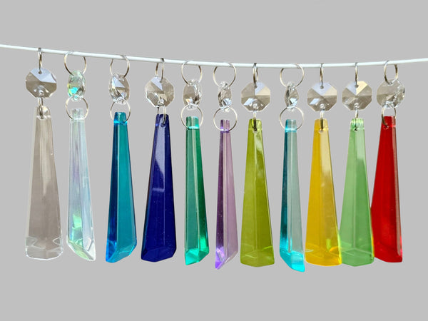 11 Chandelier Cut Glass UK Crystals Colour Set Icicle Beads Prisms Droplets Light Parts 2