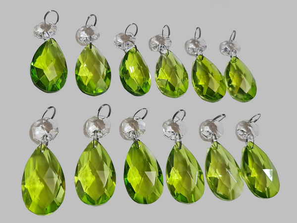 12 Sage Green Oval 37 mm Chandelier UK Crystals Drops Beads Droplets Christmas Decorations 8