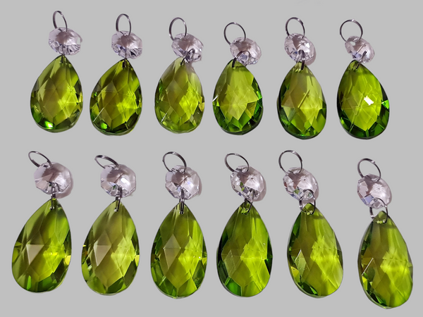 12 Sage Green Oval 37 mm Chandelier UK Crystals Drops Beads Droplets Christmas Decorations 3