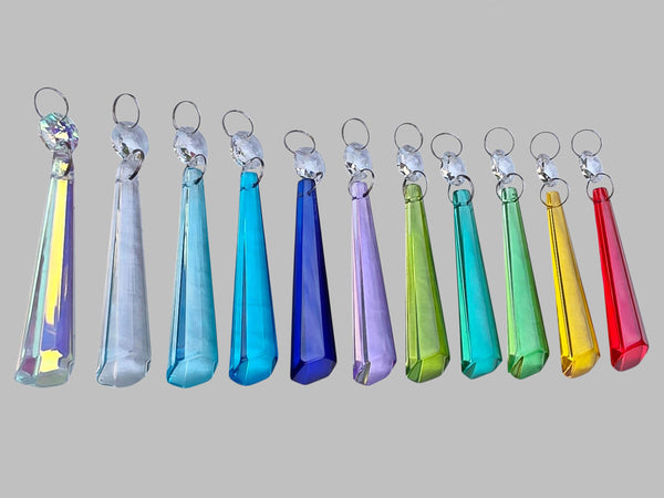11 Chandelier Cut Glass UK Crystals Colour Set Icicle Beads Prisms Droplets Light Parts 3