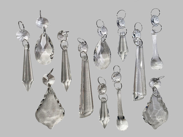 12 Chandelier Drops Clear Standard Size Cut Glass UK Crystals Beads Prisms Sun Catchers
