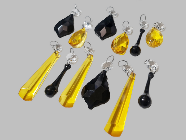 12 Chandelier Drops Halloween Fall Colours Cut Glass Crystals Beads Prisms Droplets Lamp Light Parts 4