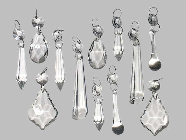 12 Chandelier Drops Clear Standard Size Cut Glass UK Crystals Beads Prisms Sun Catchers