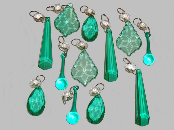 12 Aqua Marine Turquoise Green Chandelier Drops Cut Glass UK Crystals Beads Droplets Light Parts Sun Catchers 7