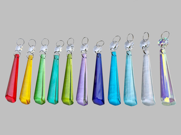 11 Chandelier Cut Glass UK Crystals Colour Set Icicle Beads Prisms Droplets Light Parts 6
