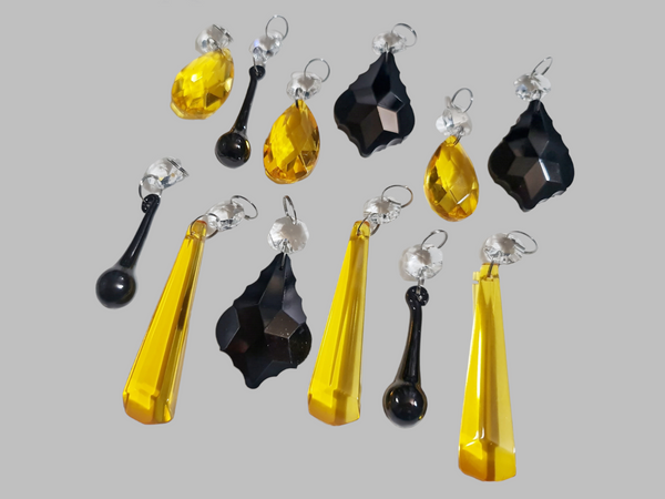 12 Chandelier Drops Halloween Fall Colours Cut Glass Crystals Beads Prisms Droplets Lamp Light Parts 2