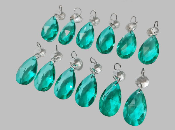 12 Aqua Marine Green Oval 37 mm 1.5" UK Chandelier Crystals Drops Beads Droplets Christmas Decorations 10