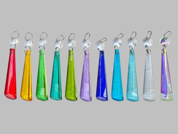11 Chandelier Cut Glass UK Crystals Colour Set Icicle Beads Prisms Droplets Light Parts 10