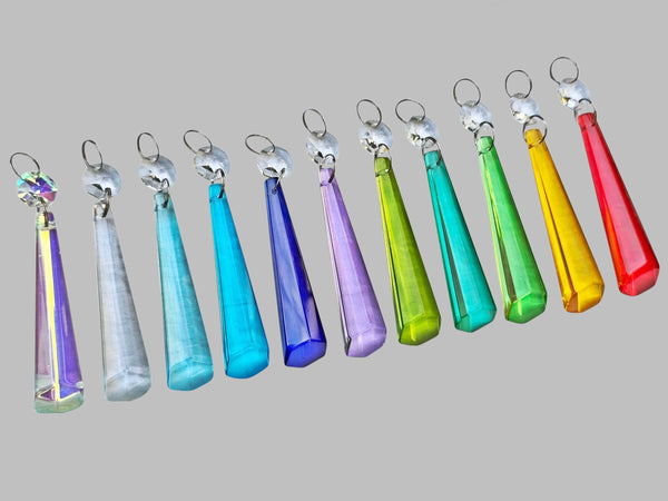11 Chandelier Cut Glass UK Crystals Colour Set Icicle Beads Prisms Droplets Light Parts 8